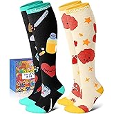 Lalapapa Thick Soft Cotton Compression Socks for Women Men 15-20mmHg Knee High Breathable Cotton Socks for All Day Comfort