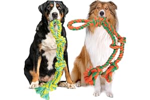 GASAPET Tough Dog Toy Ropes for Large/Medium Aggressive Chewers, 2 Nearly Indestructible Dog Chew Toys, Tug of War Dog Toy for Large Breed, 100% Natural Cotton for Teeth Cleaning