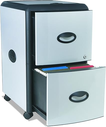 Storex 2 Drawer Mobile File Cabinet With Lock 19 X 15 X 23 Inches Metal Accent Panels 61352u01c Amazon Co Uk Kitchen Home