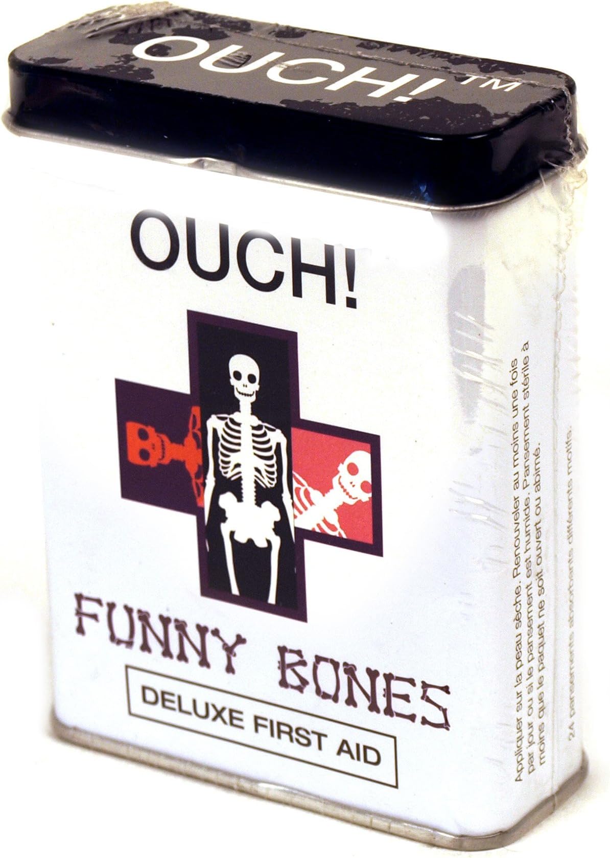 Ouch! Funny Bones 2pk Skeleton Bandaids in Fun Tin First Aid Supply