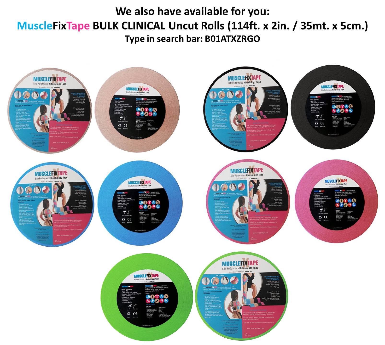 Beige Kinesiology Tape Precut Roll Bulk Jumbo Clinical Size Recovery