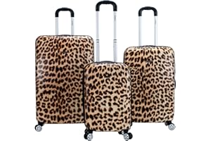 Rockland Melbourne Hardside Expandable Spinner Wheel Luggage, LEOPARD, 3 Piece (20"/24"/28")