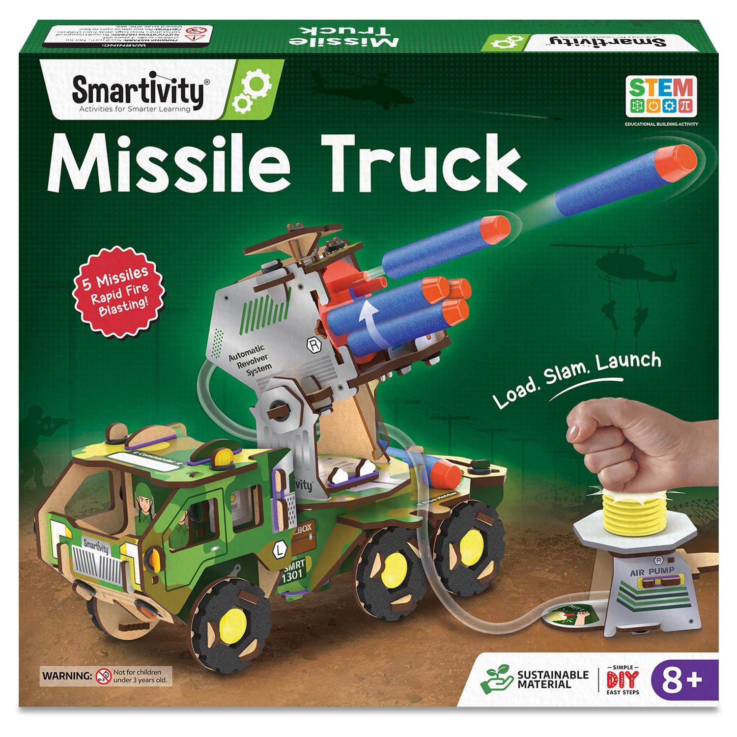 Smartivity Missile Truck - STEM Toy for Kids | Build Your Own Millitary Truck with Air-Powered -Rotating Launcher | Birthday Gift for Smart Kids | Toy for Boys & Girls Ages 8,9,10,11,12,13,14 Years