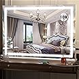 Hasipu Vanity Mirror with Lights, 32" x 22" LED Makeup Mirror, Lighted Makeup Mirror with Dimmable 3 Modes, Touch Screen Control Vanity Mirror Square White