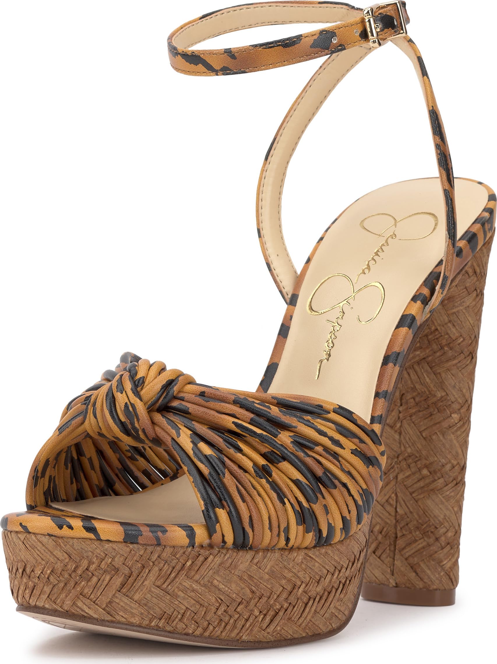 Jessica Simpson Womens Immie Platform Sandal with Ankle Strap, Natural Tiger Print, 9 Image