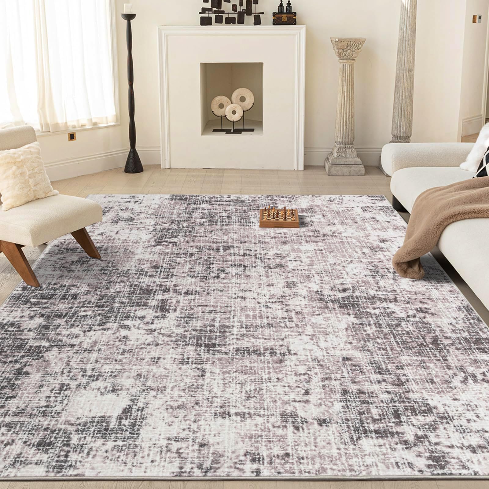 Photo 1 of ILANGO 5x7 Modern Area Rug for Living Room Ultra Soft Machine Washable Lightweight Kid & Pet Friendly Stain Resistant Non-Shedding Low Pile Carpet for Bedroom Dining Room Home Office Mat?Brown Grey?