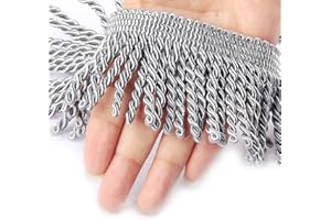 HedongHexi Curtain Fringes Bullion Fringe Trim 5/10 Yard x 2.5 Inches Fabric Trims Sewing DIY Decoration for Curtain Sofa Clothes (Light Silver, 10yard)