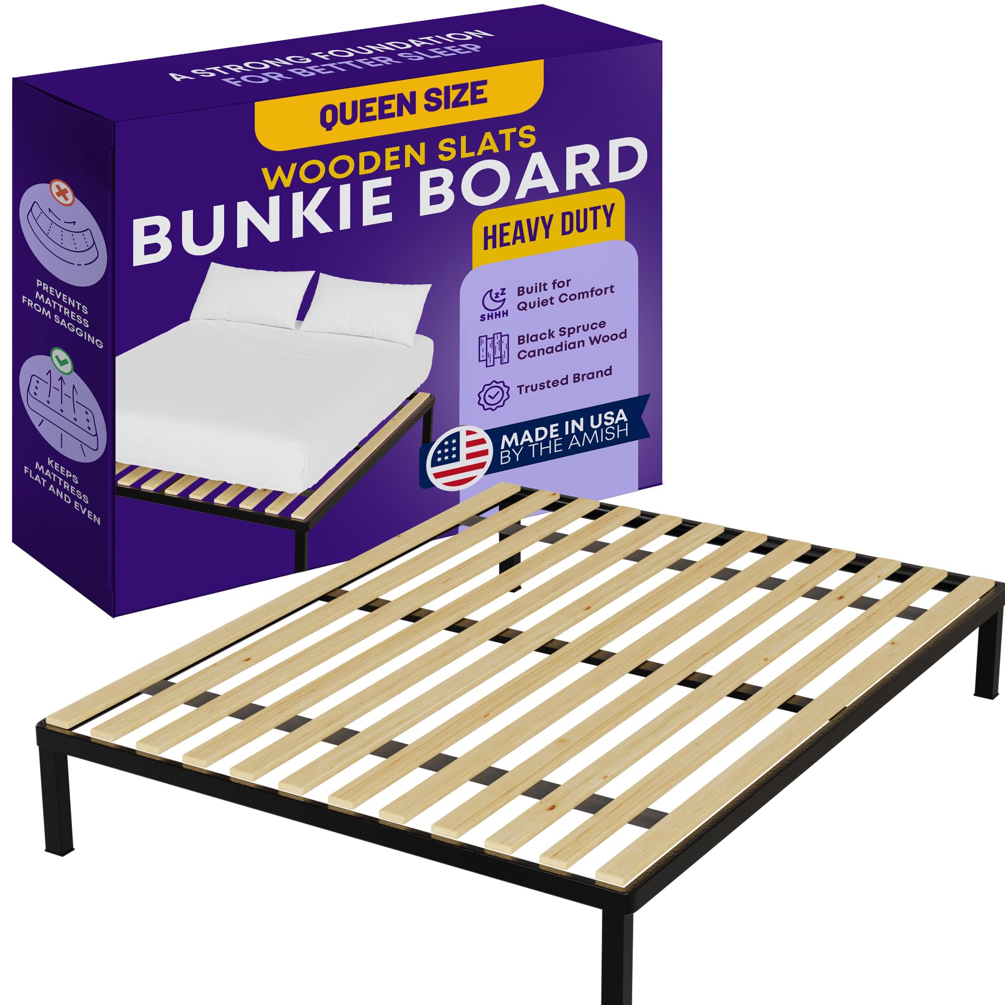 Photo 1 of *UNTESTED*
Greaton, Wooden Queen Bed Slats for Support Under Mattress with Cover – Replacement Wood Slats for Queen Size Bed Frame – Under Mattress Support Without Extra Height – 3.38-Inch Standard Width