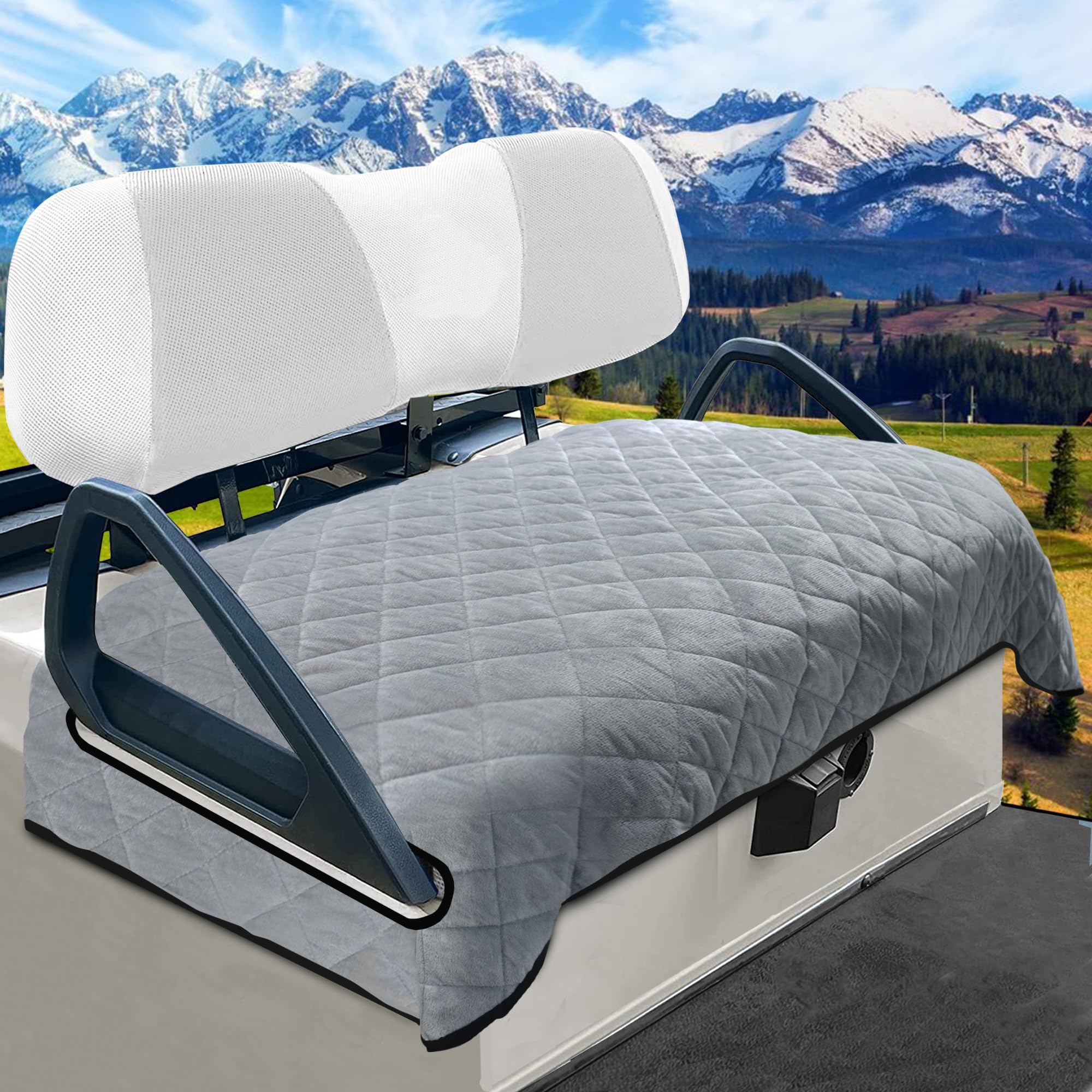Photo 1 of YOKYHOM Golf Cart Seat Covers for Cool or Cold Weather, Golf Cart Seat Towel Blanket, Short Plush Surface, Keep Warm, Suits EZGO, Yamaha, Club Car and Other 2-Seat Golf Carts, 51"x 30.5", Light Gray