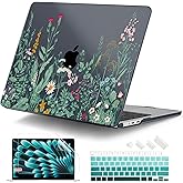 DONGKE Compatible with M4 MacBook Air 15 inch Case 2025 2024 2023 A3241 A3114 A2941 M3 M2 Liquid Retina Display Touch ID, Plastic Hard Case & Keyboard Skin & Screen Protector - Garden Florals