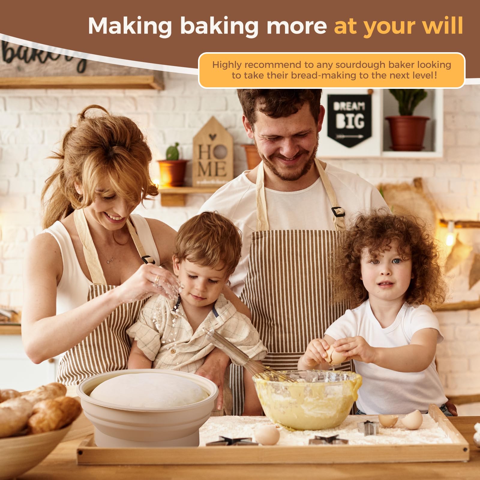 Yacumx Heating Sourdough Bread Proofing Basket Set, Electric Thermostatic Silicone Batter Bowl, Banneton Baking Supplies, 9 Inch Round Foldable Proofing Bowl, White