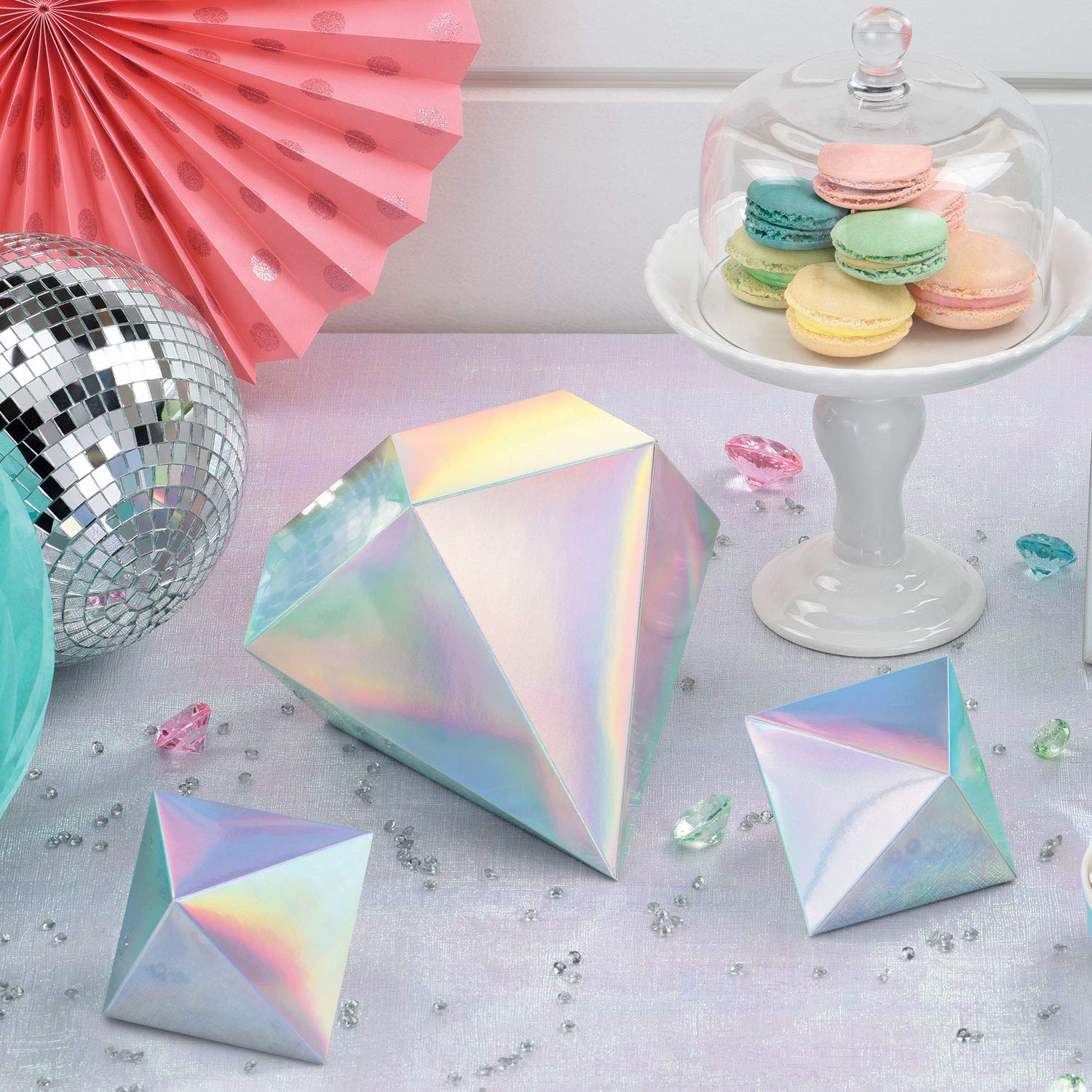 amscan 242387 Iridescent Diamond 3 Pcs, Table Shimmering Party 3D Decorations