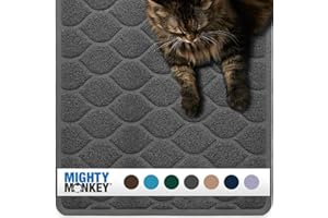 Mighty Monkey Waterproof BPA Free Cat Litter Box Trapping Mat, Easy Clean Floors, Textured Backing, Soft on Sensitive Kitty Paws, Cats Accessories, Less Waste, Stays in Place, 35x23, Graphite