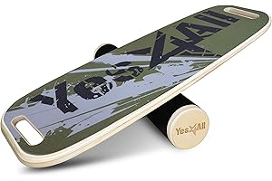 Yes4All Balance Board Trainer Wooden with Adjustable Stoppers, Balance Roller Boards - 3 Different Distance Options, Hockey B