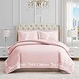 Juicy Couture - Comforter Set - Gothic Design Bedding - Full/Queen - 3 Piece Set Includes (1) 90" x 92" Comforter and (2) 20" x 26" Shams - Wrinkle Resistant - Premium Bedroom Decor - Marshmallow Pink