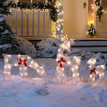 rats・delivery　繋留3点セット×2セット Amazon.com: JOIEDOMI 3 Pcs 2D Christmas Reindeer Family Yard