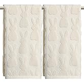 Artoid Mode 2 Pcs Beige 3D Rabbit Jacquard Easter Hand Towels for Bathroom, 100% Cotton Soft Absorbent Bathroom Decor Towels, 13.7 x 29.5 Inch