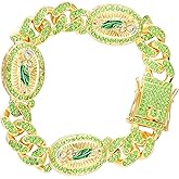 GXLYFG San Judas Tadeo Bracelet Stainless Steel 24k Gold Plated Saint Jude Pendant Catholic Mexican Bracelets For Men (Gold-306)