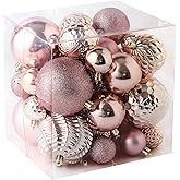 Christmas Balls Ornaments -36pcs Shatterproof Christmas Tree Decorations with Hanging Loop for Xmas Tree Wedding Holiday Party Home Decor,6 Styles in 3 Sizes(Rose Gold)