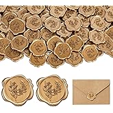 WVD 50 Pcs Wax Seal Stickers, Golden Retro Embossed Wax Stamp, Self-Adhesive Eucalyptus Wax Seal Stamp, Envelopes, Books, Eve