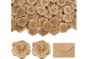 WVD 50 Pcs Wax Seal Stickers, Golden Retro Embossed Wax Stamp, Self-Adhesive Eucalyptus Wax Seal Stamp, Envelopes, Books, Eve