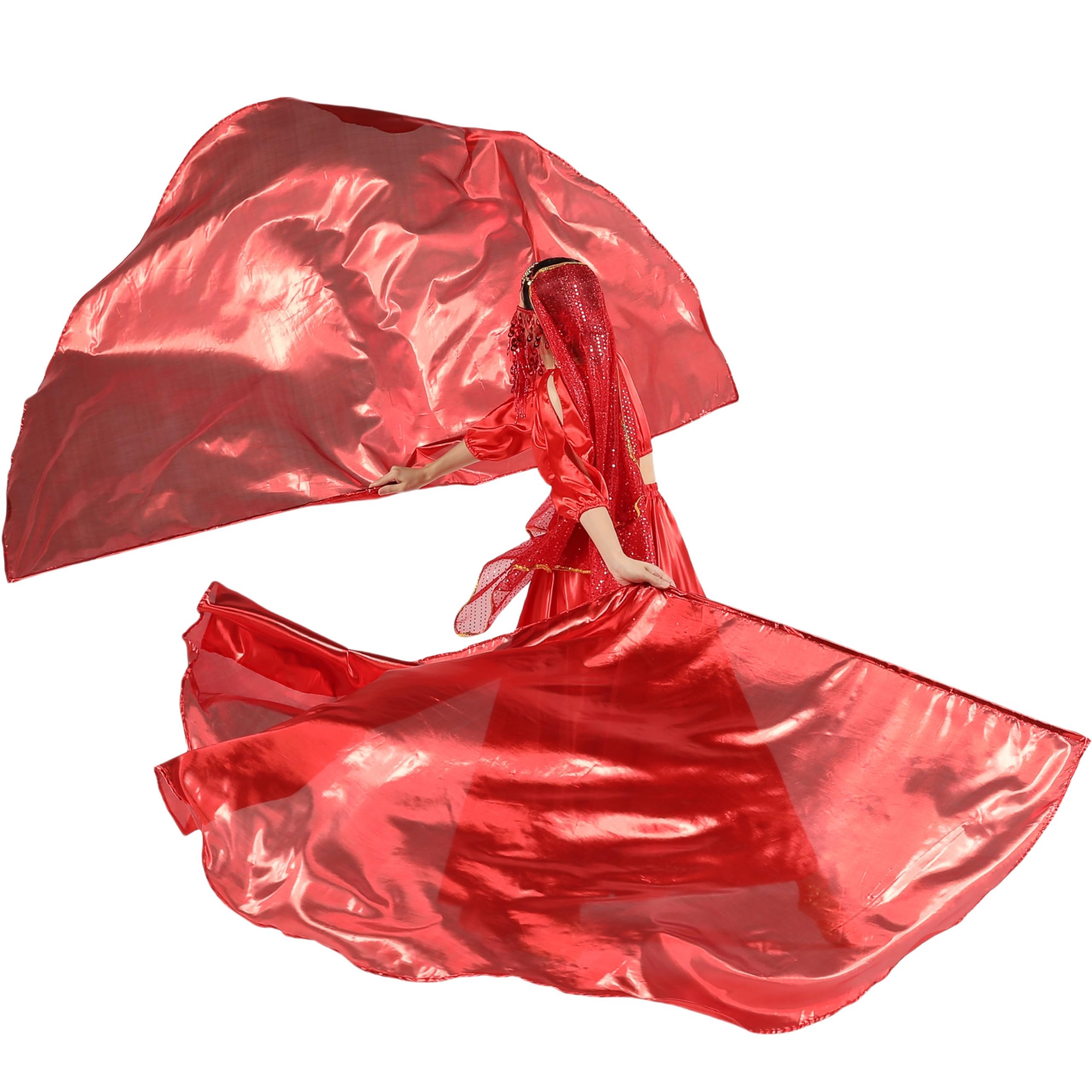 Baisdan 75"x 55" Extra Large Worship Flags with Flex Rod, Semicircle Worship Angel Wing Praise Flags for Dance Church (Red flag)