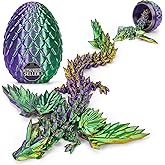 Cessfle Prefilled Easter Eggs with 3D Printed Dragon with Wings Inside, 8" 3D Articulated Crystal Winged Dragon Egg, Easter Basket Stuffers for Boys Kids Teen 4-6 5-7 8-12