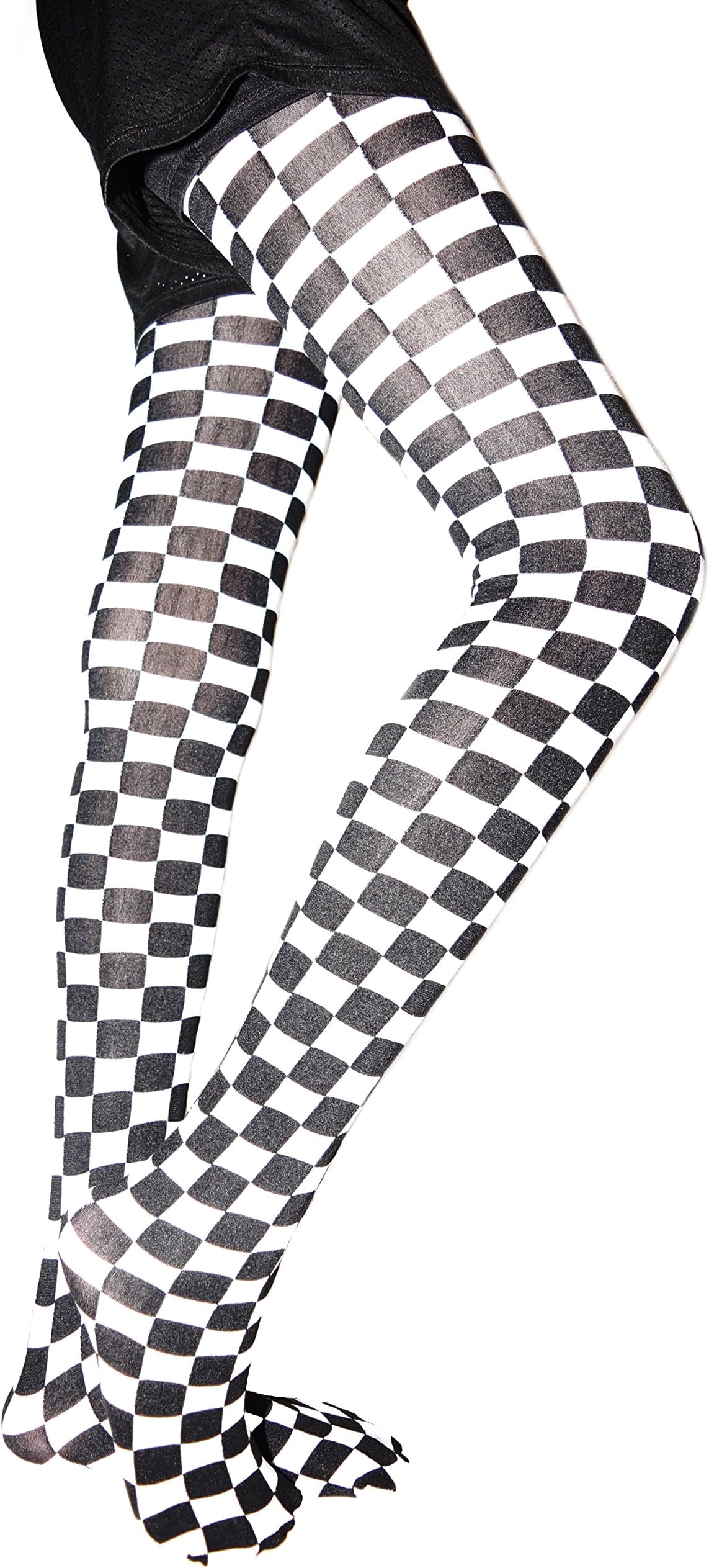 Lace Poet F1 Grand Prix Black/White Checkered Pattern Leggings/Tights