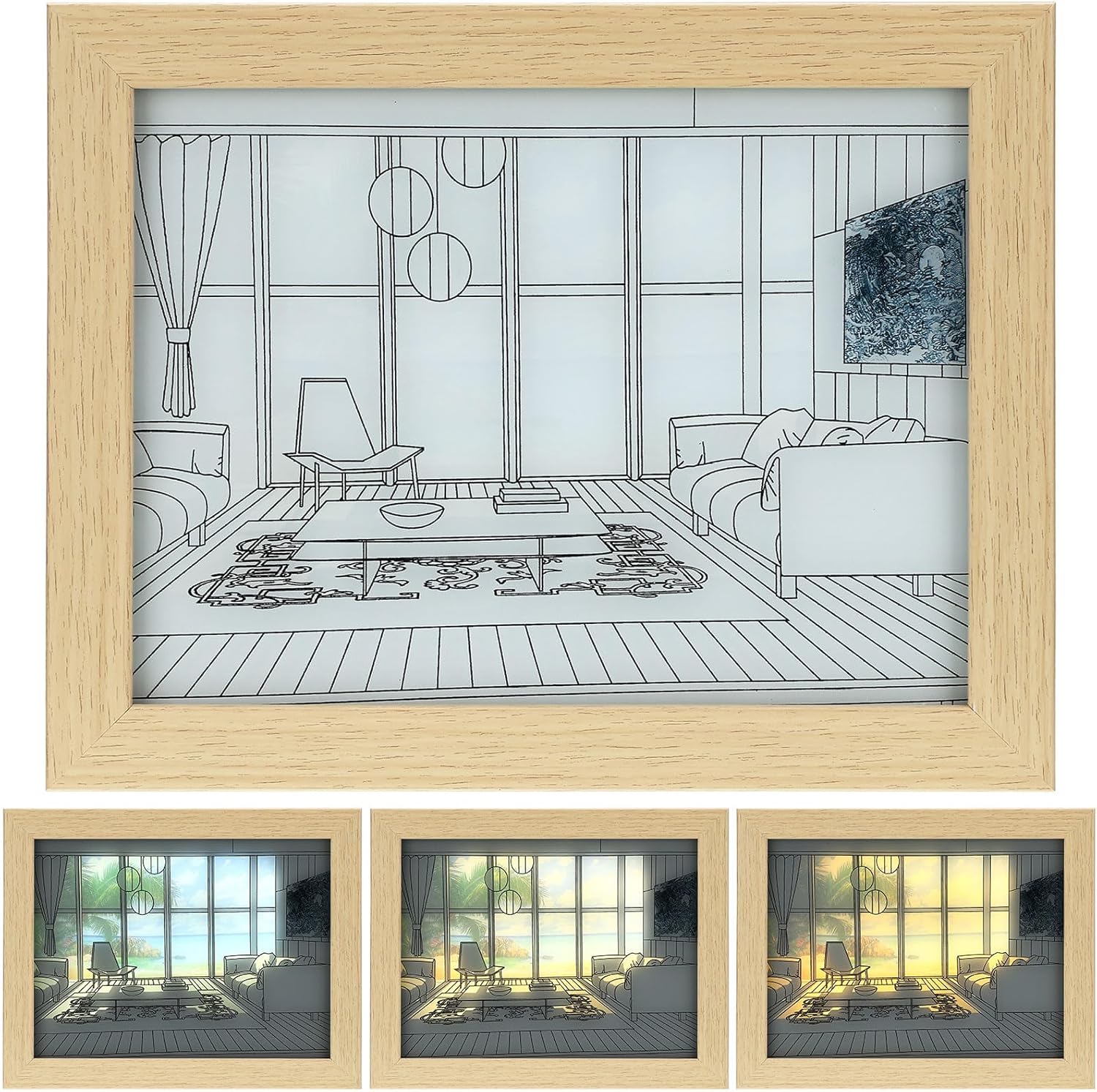 Paintings - Baquler Light Art Painting Illuminated Light Painting Decoration LED Light up Painting 3 Modes Light up Wall Decor USB Powered LED Art Light up Picture for Home Office Housewarming Party (Seaside)