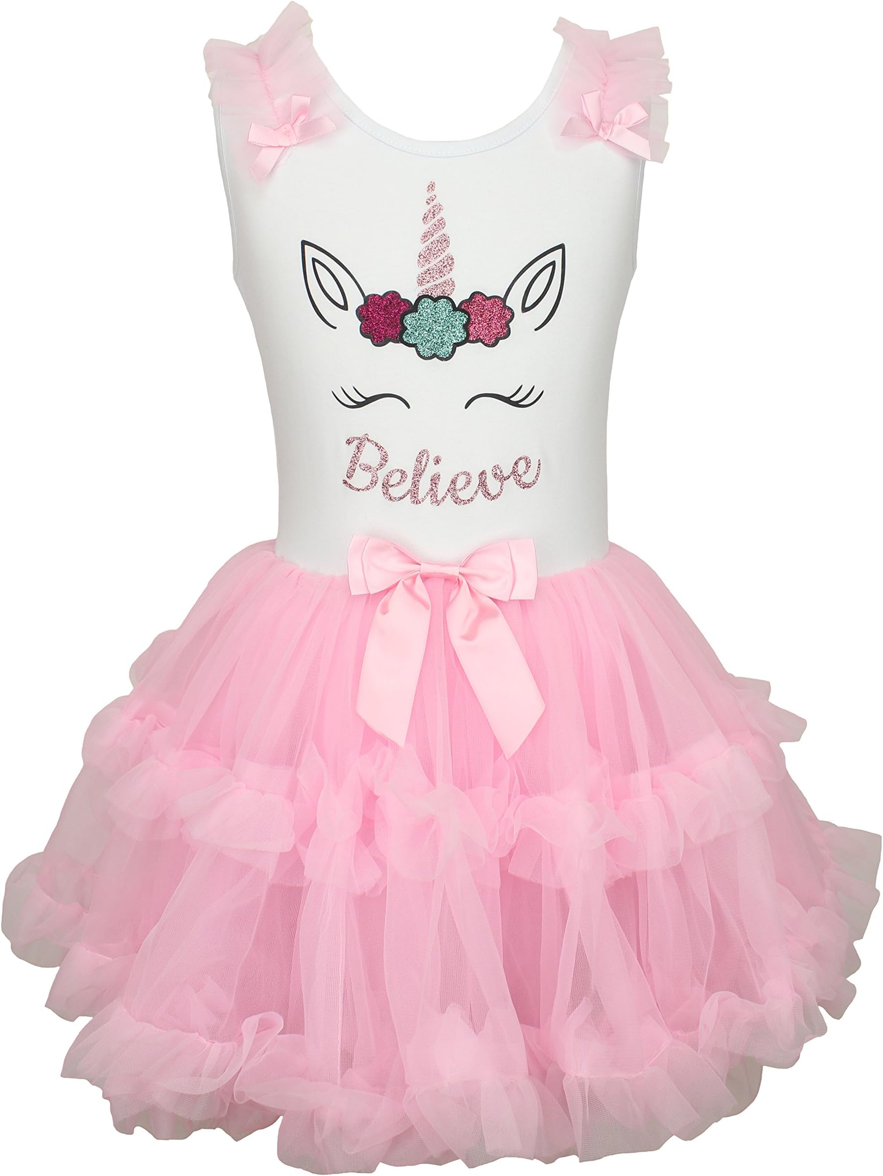 PopatuBaby Printed “Believe” Unicorn Petti Dress