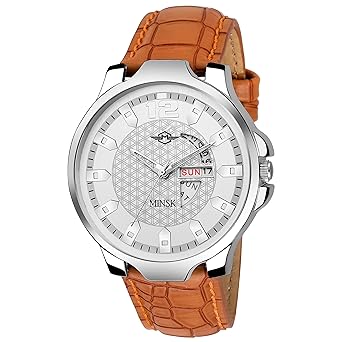 MINSK MK4070 Leather Strap Day and Date Boys Watch - for Men