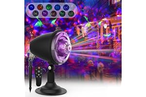 SUNBOX Outdoor Halloween Christmas Lights Projector,2 in 1 Water Wave Laser Aurora Holiday Spotlight with Remote Control,Waterproof LED Landscape Light for Wedding Party Garden Landscape Wall Tree Decoration