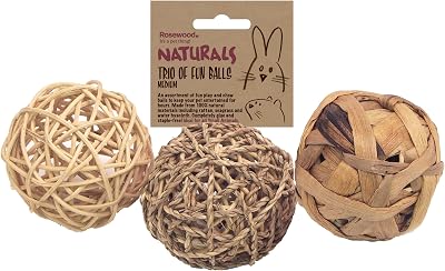 Rosewood Rosewood Naturals Trio of Fun Balls Small Animal Toys 3 Pack