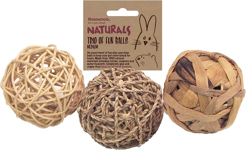 Rosewood Rosewood Naturals Trio of Fun Balls Small Animal Toys 3 Pack