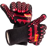 Black Rock Grill 923&deg;F Heat Resistant Silicone BBQ &amp; Grill Gloves (Medium) | Non-slip 11" silicone heat-resistant gloves for BBQ, smoker, fireplaces, and handling hot lava stones up to 923&deg;F.