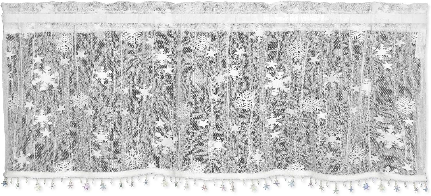 Heritage Lace Wind Chill Valance with Trim, 45 by 15-Inch, White