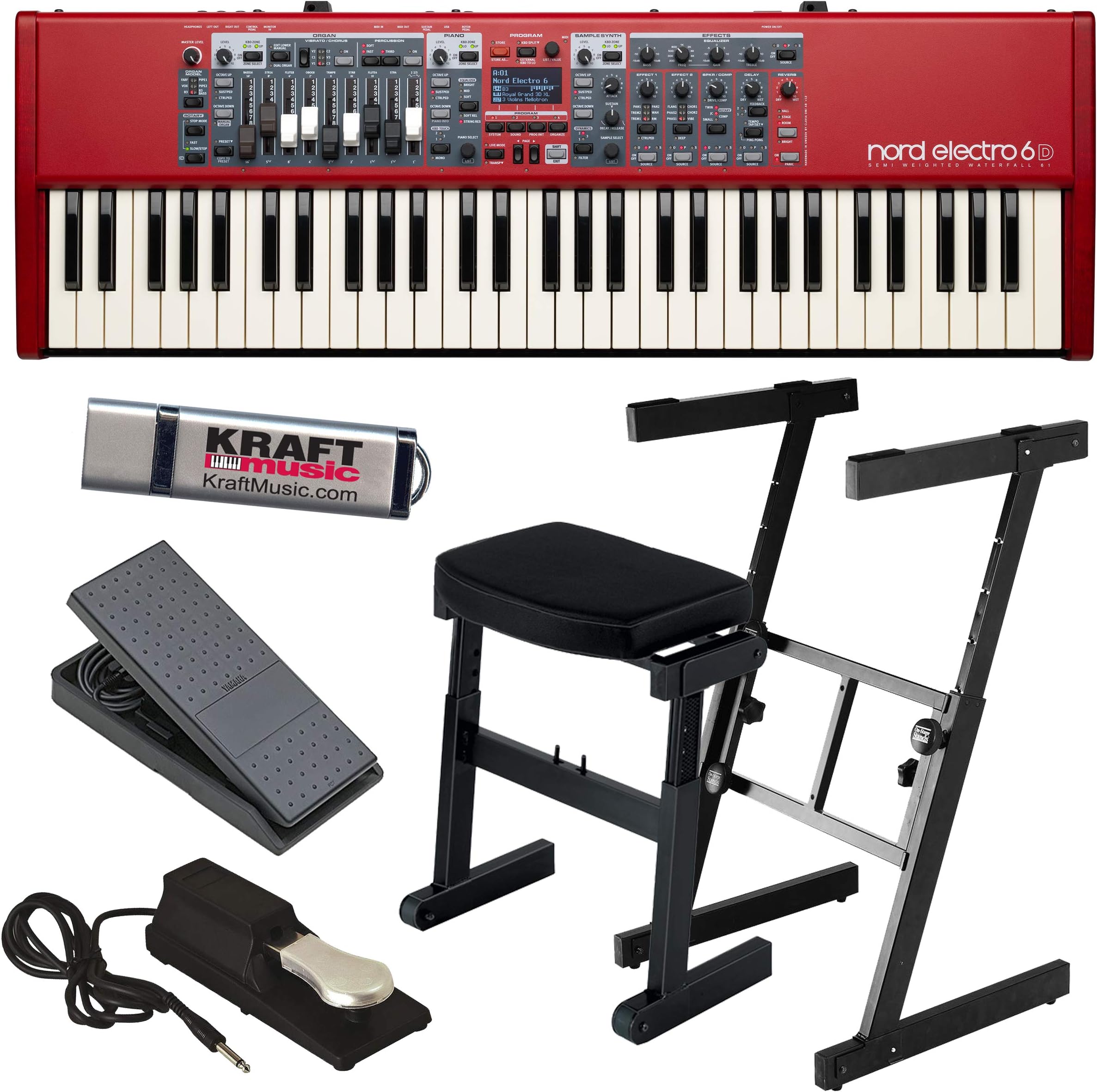 Nord Electro 6D 61 with Z-Frame Stand, Z-Frame Bench, Expression Pedal, Piano-Style Sustain Pedal and Flash Drive