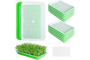 EBaokuup 10Pcs Seed Sprouter Tray with Drain Holes - BPA Free Seed Garden Plant Germination Propagation Trays, Soil-Free Wheatgrass Tray Sprouter Microgreens Growing Kit with Germinating Paper