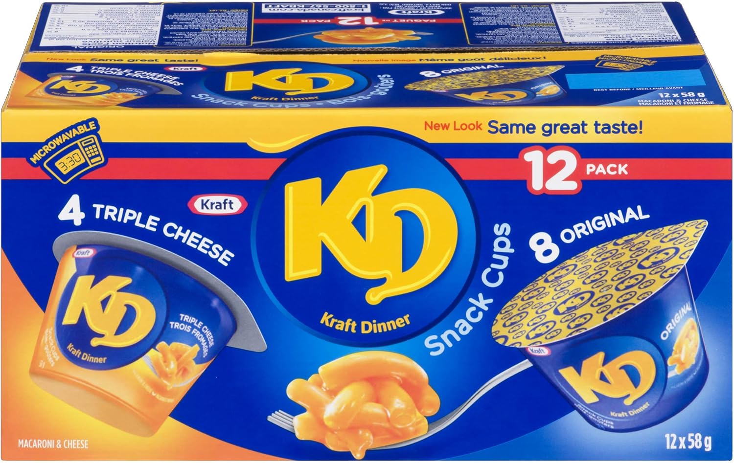 Kraft Dinner Snack Cups Variety Pack, Original and Three Cheese