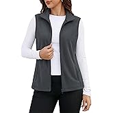 MAGCOMSEN Women's Fleece Vest Outerwear Sleeveless Lightweight Zip Jackets Warm Soft Vests with Zipper Pockets