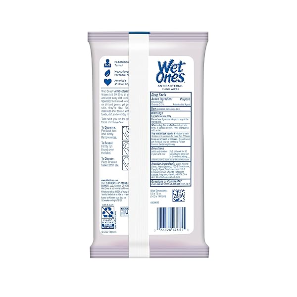 WET ONES ANTIBACTERIAL HAND WIPES, LAVENDER SCENT WIPES | TRAVEL WIPES CASE, ANTIBACTERIAL WIPES | 20 CT. TRAVEL SIZE WIPES (PACK OF 1)