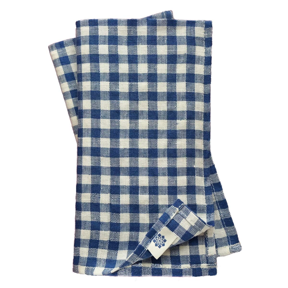 Linen & Cotton Gingham Napkins Set of 4 Estella - 100% Linen, White Blue (43 x 43 cm) Rustic Checked Country Style Serviettes Cloth for Home Cottage Kitchen Dinner Table Restaurant Cafe Spring Easter