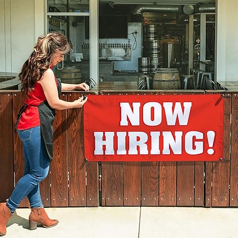 Amazon Com Half Price Banners Now Hiring Vinyl Banner Indoor