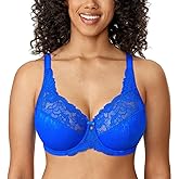 DELIMIRA Women's Plus Size Full Coverage Underwire Unlined Minimizer Lace Bra