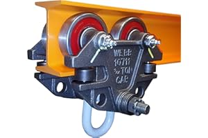 Jervis Webb Beam Trolley With Side Guide Rollers. Heavy Duty 3/4 Ton 1,500 Pounds Capacity. Industrial Grade Conveyor Trolley for I-Beams and Chain Hoists