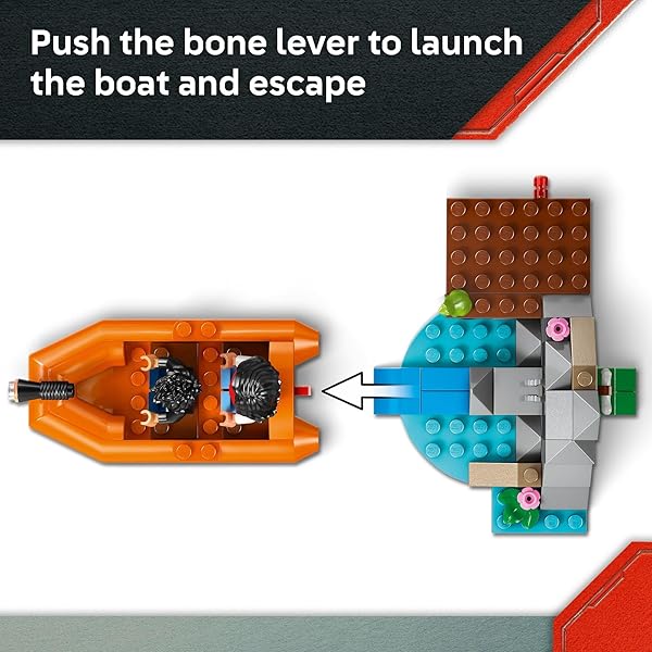 LEGO JURASSIC WORLD T. REX RIVER ESCAPE – DINOSAUR TOY FOR KIDS, BOYS, AND GIRLS, AGES 5-7 – JURASSIC WORLD TOY BOAT MINIFIGURES – CREATIVE DINOSAUR GIFT FOR MOVIE FANS – 76975