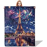 Plistiz Paris Eiffel Tower Throw Blanket for Women Girls Boys, Soft Flannel Blankets Gifts for Living Room Couch, Home, Sofa Decor, 50"x60"