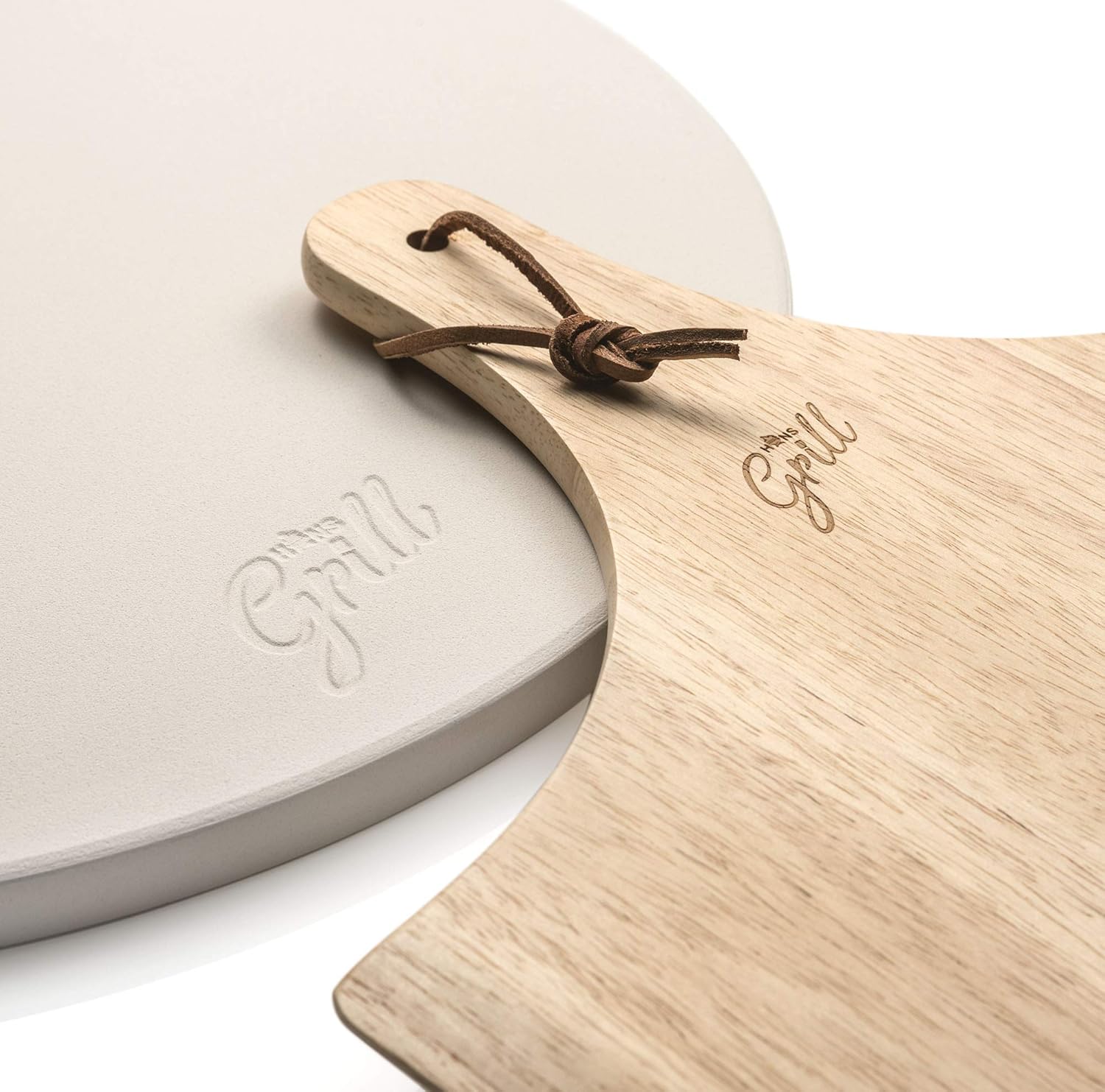 Hans Grill Pizza Stone for Oven and Grill/BBQ Cook Pizzas in Seconds 15" Circular Board with Free Wooden Pizza Peel X Large 15 Inches Easy Handle Baking | Bake Grill, for Pies, Pastry Bread, Calzone : Garden & Outdoor