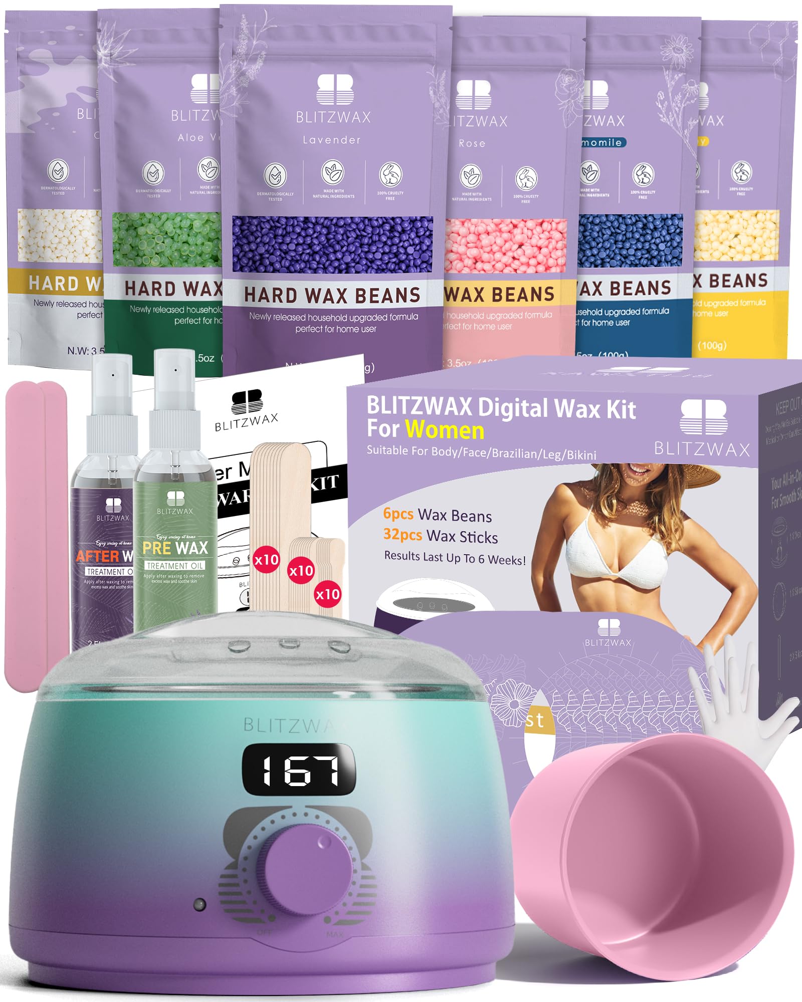 BLITZWAX Brazilian and Bikini Waxing Kit for
