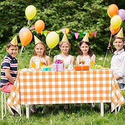 WNINK 6 Pack Orange and White Checkered Rectangular
